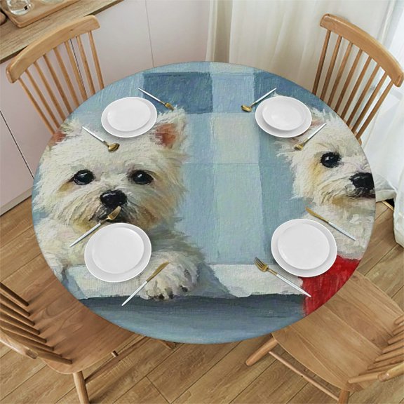 Autua Dog Bathing Round Tablecloth Stain-Resistant Washable Indoor Outdoor for Picnic Dining Kitchen Farmhouse Full Width Single-Sided Printing 31"-35