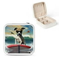 thumbnail image 1 of Autua Dog with Sunglasses and Surfboard Jewelry Storage Artifacts Mini Travel Case, Necklace Ring Earring Organizer, Compact Size White, 1 of 5