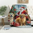 thumbnail image 1 of Autua Dogs Christmas Tree Santa Clause Warm Lightweight Fleece Blanket 60x80in, 1 of 6