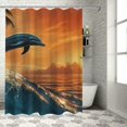 thumbnail image 1 of Autua Dolphin Sunset Palm Tree Shower Curtain Set with Hooks for Bathroom Decoration 60"x72, 1 of 7