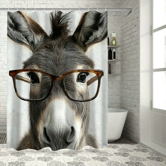 Autua Donkey Glasses Shower Curtain 100% Polyester Home Bathroom Decoration with Hooks 36"x72