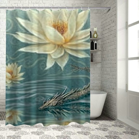 Autua Dragon Water Magic Shower Curtain Set with Hooks, Premium Polyester Fabric Bathroom Decoration, Waterproof, Vibrant HD Print, Easy Installation, Machine Washable 60"x72