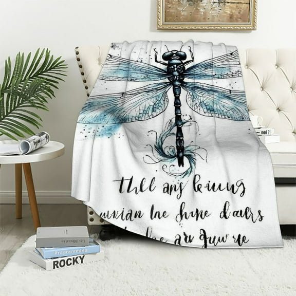 Autua Dragonfly Warm Lightweight Blanket Soft Fleece Throw Blanket Living Rooms Sofa Decor Cow Gifts All Seasons 40x50in