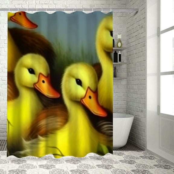 Autua Duck Nest Theme Bathroom Decor Set with Hook, Graphic Print Shower Curtain, Waterproof Effect, Home Bathtub Bathroom Decoration