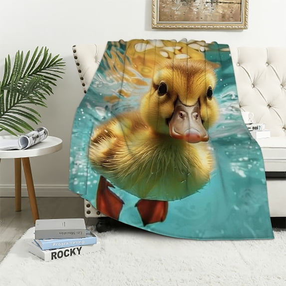 Autua Duckling Fish Swimming Warm Lightweight Blanket Soft Fleece Blankets Throw for Living Rooms Sofa Decor All Seasons - Soft Plush Blankets 60x80in