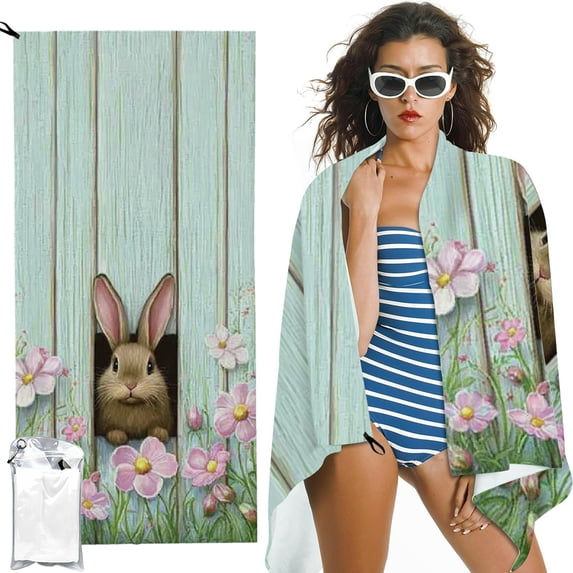 Autua Easter Rabbit Flowers Bunny Pattern Soft Highly Absorbent Guest ...