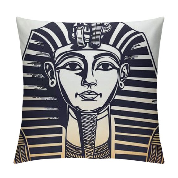 Autua Egyptian Pharaoh Bird Head Stylized Image Graphic Decorative Cushion Throw Pillow Cover for Home Couch Living Room Bed Sofa Soft and Durable Short Plush 1PC 20x20in
