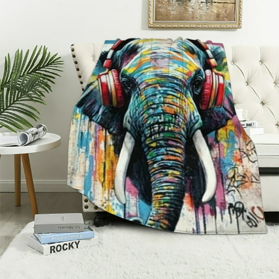 Autua Elephant Blanket for Bed All Seasons Soft Flannel Fabric Warm Breathable Multiple Sizes High Quality Material 40x50in