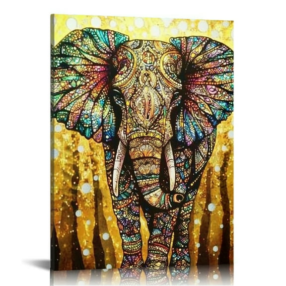 Autua Elephant Intricate Patterns Canvas Prints Wall Art Decor 12x16 in
