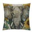 Autua Elephant Sunflowers Letters Graphic Decorative Pillow Cover for
