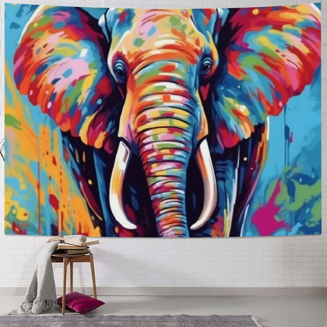 Autua Elephant Tapestry Wall Hanging Unique Style Graphic Tapestries