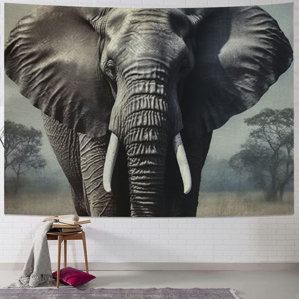 Autua Elephant Tusks Field Tapestry Wall Hanging Unique Style Graphic