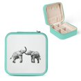 thumbnail image 1 of Autua Elephants Playing Travel Jewelry Case Holder with Necklace Hooks and Zipper Storage, Compact Size for Rings Earrings, Valentine's Day Gift Green, 1 of 5