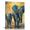thumbnail image 1 of Autua Elephants Rain Painting Ready to Hang Canvas Wall Decor 16x20 in, 1 of 5