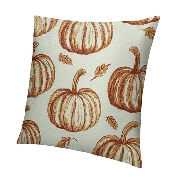 Autua Fall Pumpkin Pillow Covers Burnt Orange Autumn Decorative Cotton Linen Thanksgiving Harvest Seasonal Pillow Cases Holiday Farmhouse Home Decor For Sofa Couch Cushion Outdoor 12x12in