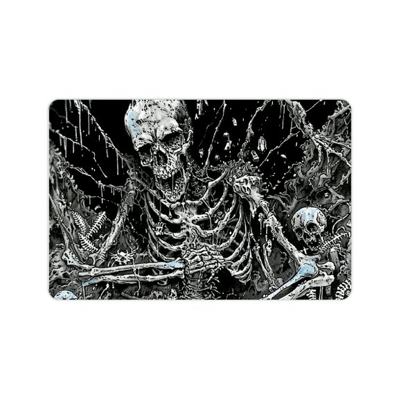 Autua Fast Absorption Skeleton Graveyard Halloween Home Bath Mat Diatom Mud Rug 24x16in