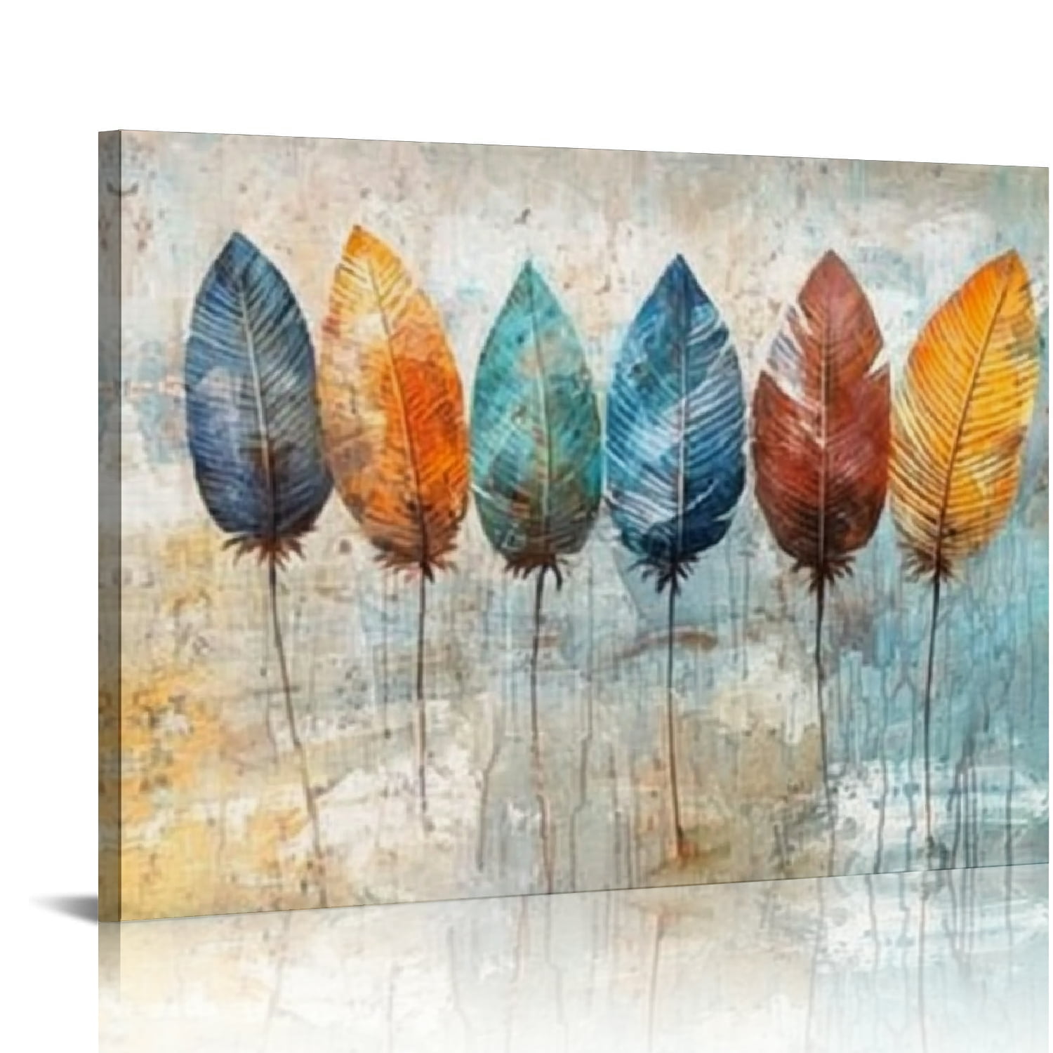 Autua Feathers Metal Rod Painting Canvas Wall Art Décor 24x36in 20x16in ...