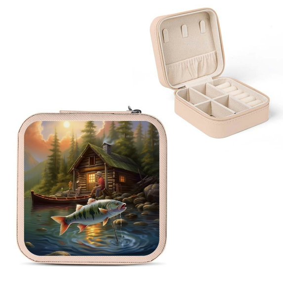 Autua Fish Cabin Lake Theme Jewelry Box for Mother's Day Gifts, Necklace, Ring, Earring Organization Pink