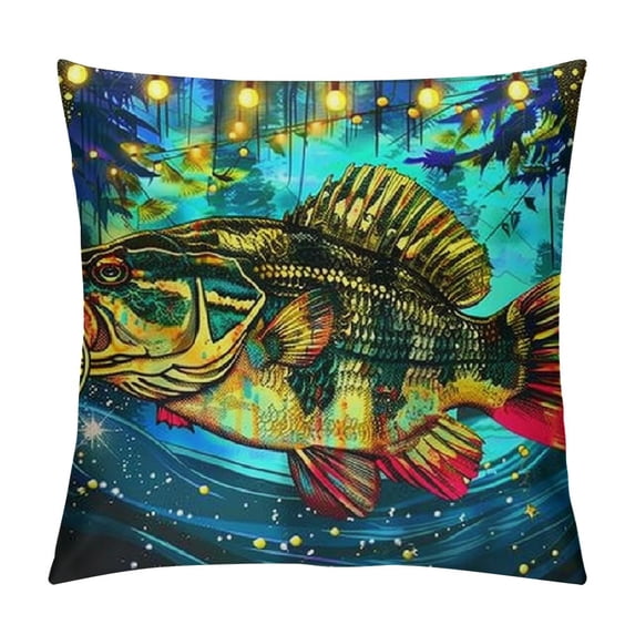 Autua Fish Graphic Decorative Pillow Cover for Home Couch Living Room Sofa - Aesthetic Décor, 1PC 22x22in