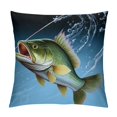 Autua Fishing Throw Pillow Cushion Cover, Largemouth Sea Bass Catching