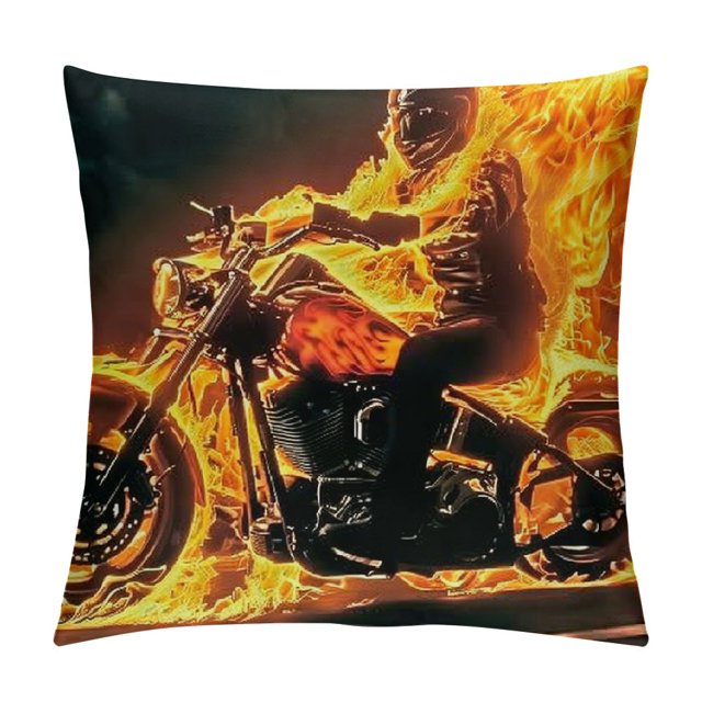 Autua Flames Graphic Decorative Short Plush Throw Pillow Cover for Home
