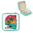 thumbnail image 1 of Autua Flamingo Palm Trees Sunset Travel Jewelry Case Organizer with Necklace Hooks, Compact Jewelry Storage Box for Rings and Earrings, Portable Jewelry Holder Green, 1 of 5