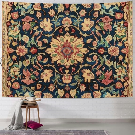 Autua Floral Design Qajar Art Tapestry Wall Hanging Home Decor 50x40inch