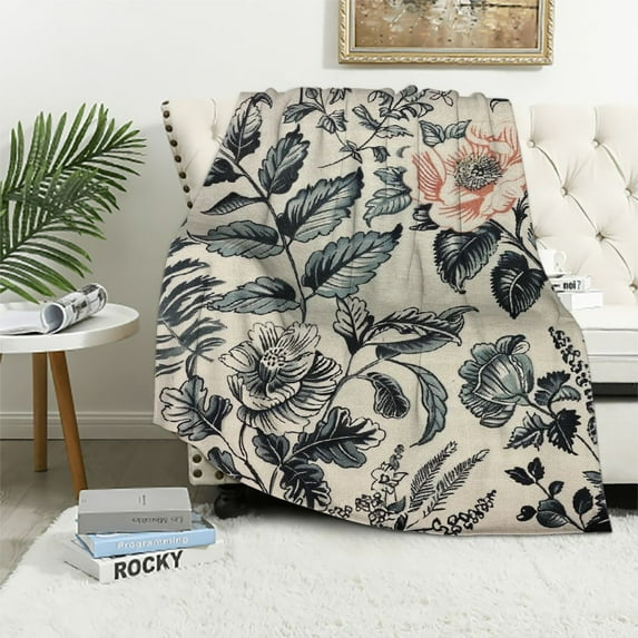 Autua Floral Pattern Warm Lightweight Fleece Blanket Soft Throw Blanket for Living Rooms Sofa Decor Cow Gifts All Seasons Bed Blanket 40x50in