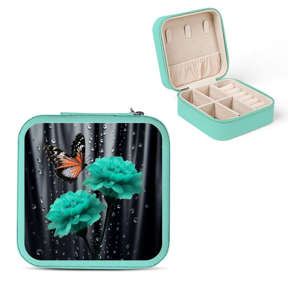 Autua Flower Butterfly Raindrops Travel Jewelry Box for Necklaces ...