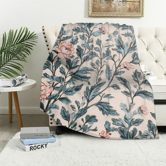 Autua Flower Pattern Bird Soft Plush Blanket Lightweight All Seasons 40x50in