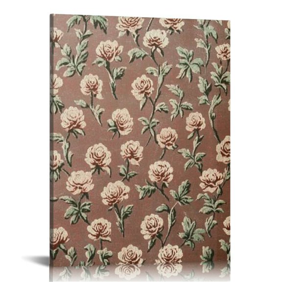 Autua Flower Pattern Rococo Wall Decor Canvas Art for Home Office 12x16 in