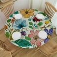 thumbnail image 1 of Autua Flowered Fabric Ladybugs Watercolor Round Tablecloth 100% Polyester 31"-35, 1 of 8
