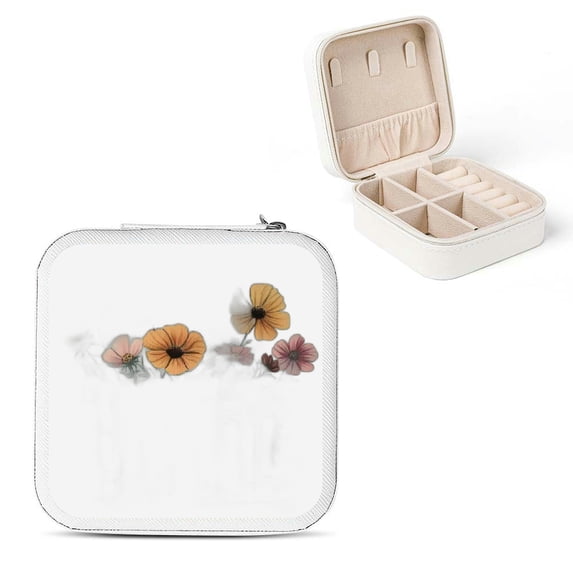 Autua Flowers Bee Mother's Day Jewelry Box for Necklace Ring Earring White