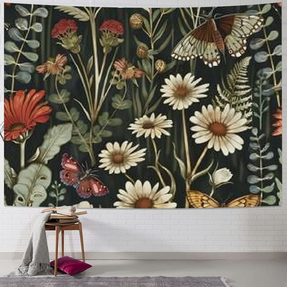 Autua Flowers Butterfly Arts and Crafts Movement Tapestry Wall Hanging