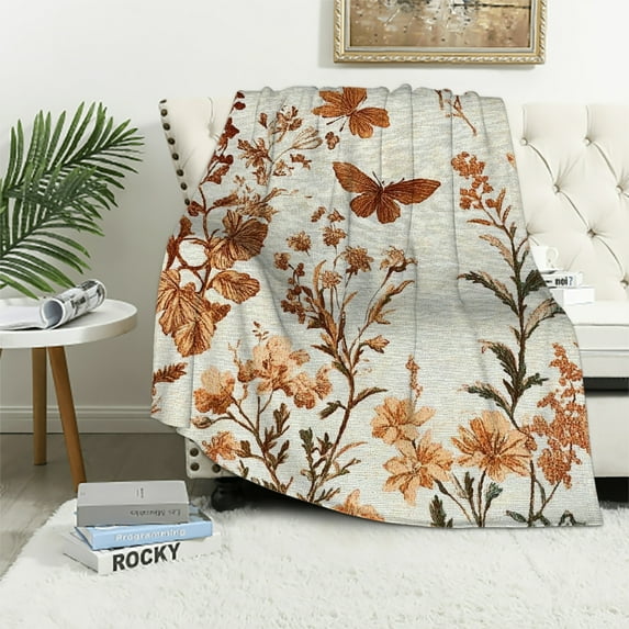 Autua Flowers Butterfly Blanket Soft Flannel All Seasons Gift 40x50in