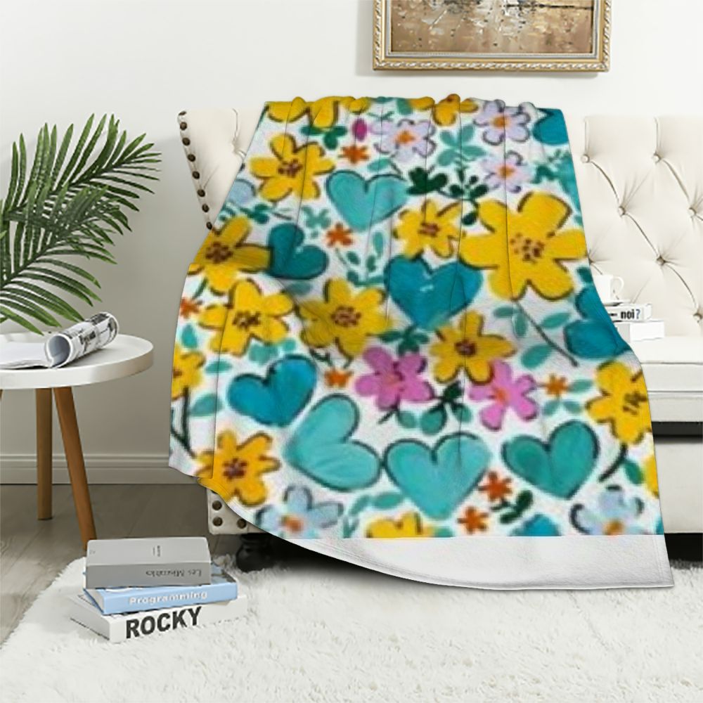 Autua Flowers Hearts Jigsaw Puzzle Soft Fleece Blanket Throw Blanket
