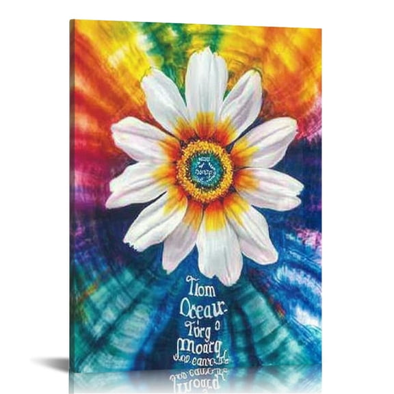 Autua Flowers Rainbow Canvas Art Print for Living Room Bedroom Office Wall Decor, Ready to Hang, High Resolution Image, Handmade, Various Sizes 12x16 in