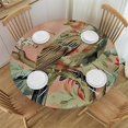 Autua Flowers Round Tablecloth, Stain Resistant & Washable, Indoor