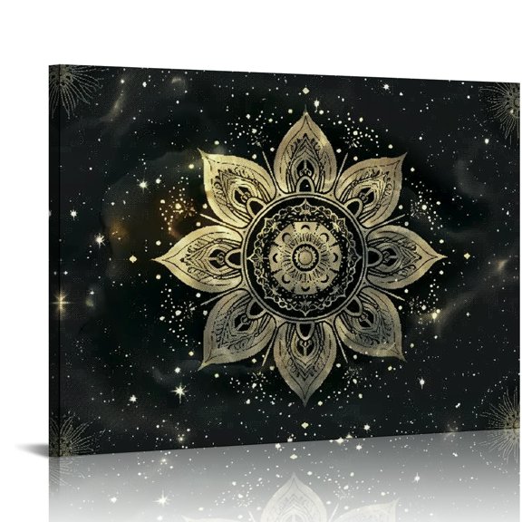 Autua Flowers Stars Space Art Canvas Wall Decor for Home Office 20x16in