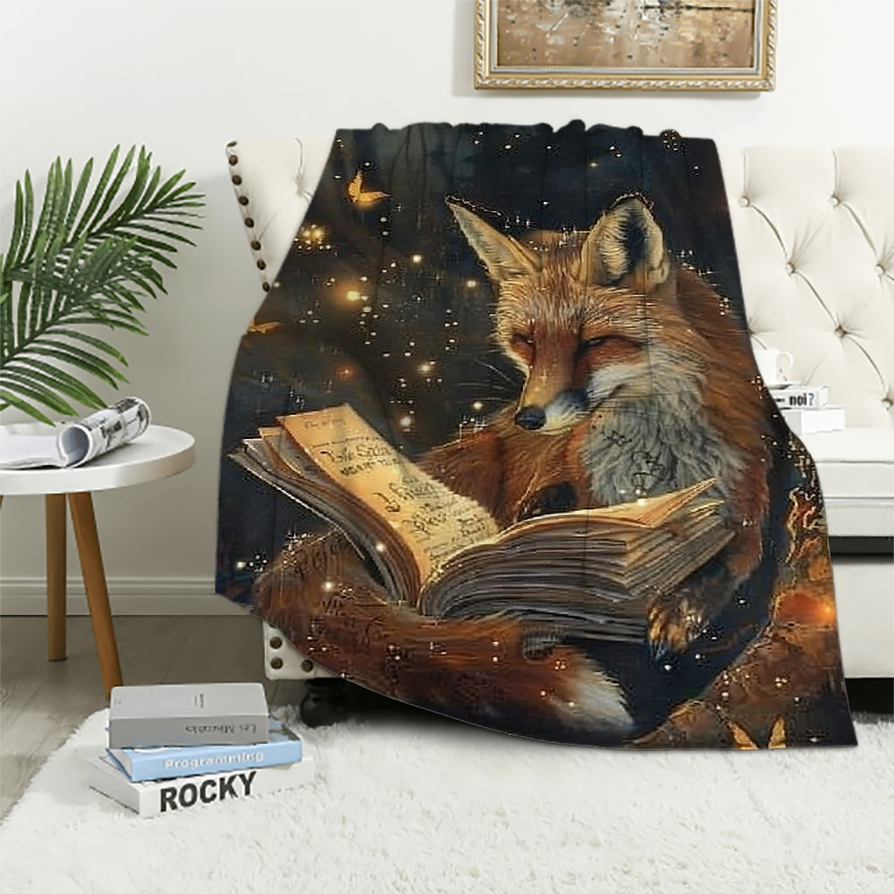 MIEPOS Fantasy Dragon Book Hoarder Throw Blanket – 60x80 Inches, Soft Flannel, Blue Dragon Design, Gift For Readers & Kids