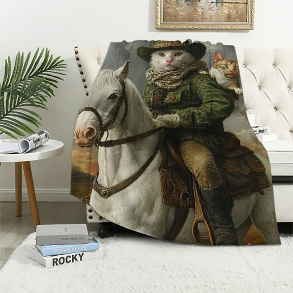 Autua Funny Cat Throw Blanket - Soft Plush, Lightweight, Warm, Fuzzy Anti-Pilling Flannel Blanket for Couch, Bedroom, Travel, Bed- Comfy 40x50in