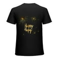 thumbnail image 1 of Autua Funny T Shirt Happy Fireworks Pattern T-Shirt Short Sleeve Black, 1 of 3