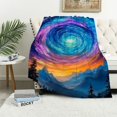 Autua Galaxy Space Flannel Throw Blanket, Soft Cozy Colorful