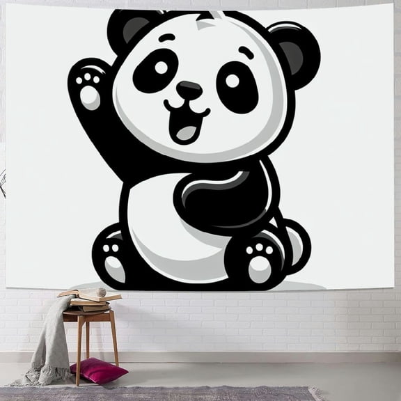 Autua Giant Panda Tapestry Wall Hanging Unique Style Graphic Tapestries Home Wall Decor Art for Living Room Bedroom Apartment Farmhouse Dorm Decoration 60x50inch