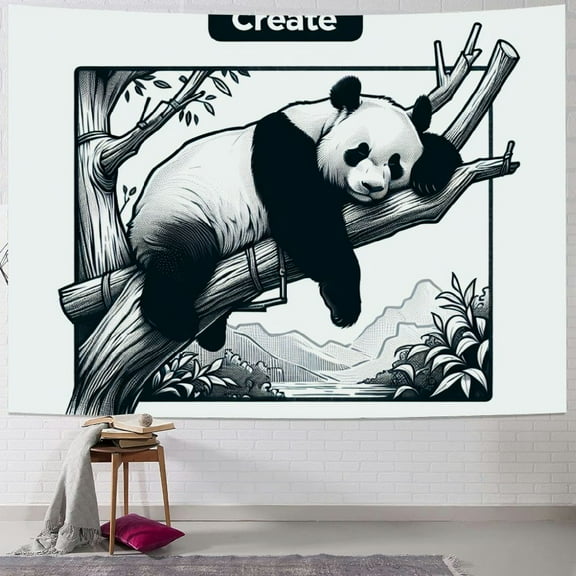 Autua Giant Panda Tapestry Wall Hanging Unique Style Graphic Tapestries for Home Decor Living Room Bedroom 40x60inch