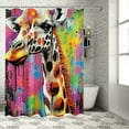 thumbnail image 1 of Autua Giraffe Colorful Paint Splatters Graffiti Art Chic Modern Bathroom Decor Shower Curtain with Hooks 100% Polyester Fiber 36"x72, 1 of 7