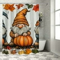 thumbnail image 1 of Autua Gnomes Pumpkins Autumn Bathroom Décor Set with Hooks 36"x72, 1 of 7