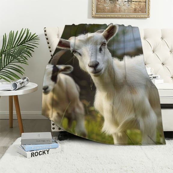 Autua Goat Lamb Field Warm Lightweight Soft Fleece Blanket Throw Blanket for Living Rooms Sofa Decor All Seasons 40x50in