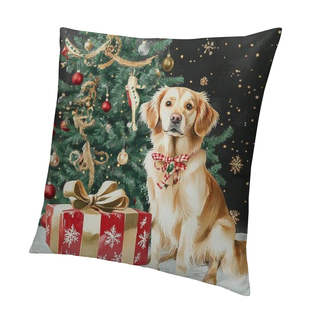 Golden Retriever Christmas Pillow