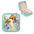 thumbnail image 1 of Autua Goldfish Flowers Travel Jewelry Box Organizer, Mini Case for Necklace, Ring, Earring, Portable Storage with Zipper Green, 1 of 5